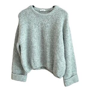 American Vintage Light Gray Crewneck Textured Sweater